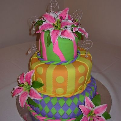 Topsy Truvey Wedding W/stargaizer Lillies