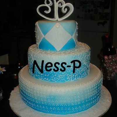 Blue Airbrushed Wedding Cake