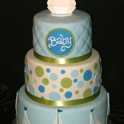 Blue And Green Baby Shower Cake