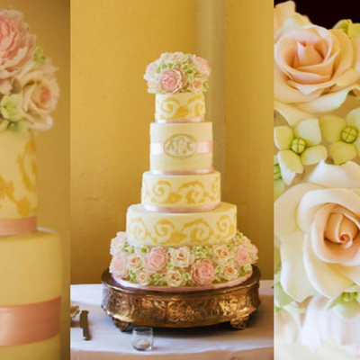 Peony And Rose Wedding Cake