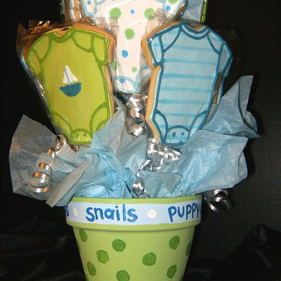 Blue And Green Baby Shower Cookie Bouquet