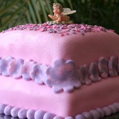 Classic White Sponge Cake, With Buttercream And Fresh Banana Slices.