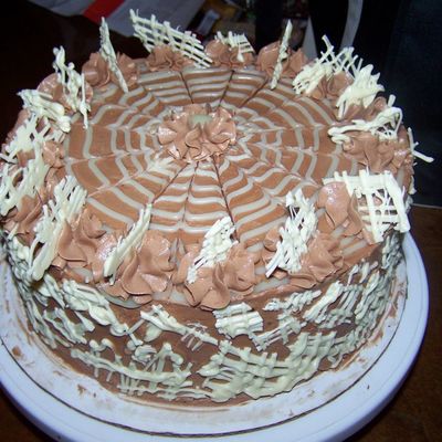 Chocolate Hazelnut With White Chocolate Accents.
