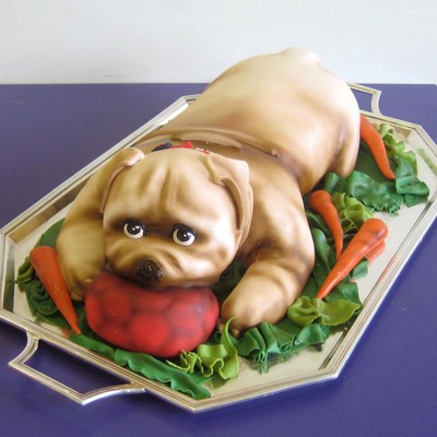 Bulldog With Ball Cake