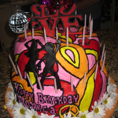 Disco 70's Cake Red/pink/yellow