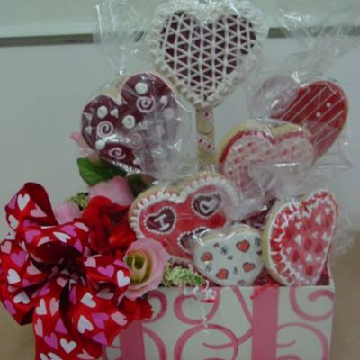 Valentine Heart Cookie Bouquet