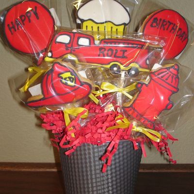 Fire Department Theme Cookie Bouquet