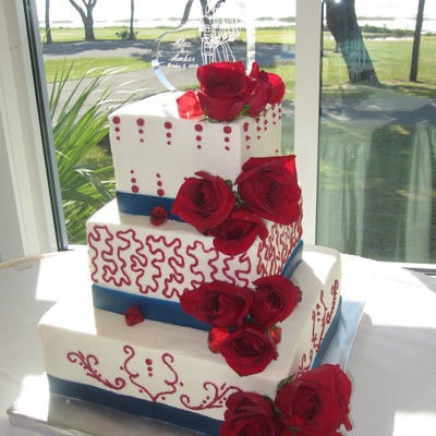 Marine Corps Red, White And Blue Wedding Cake
