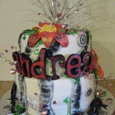 Black & White Sweet Sixteen Cake