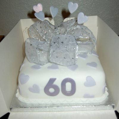 Lilac Heart Spray 60Th Birthday Cake
