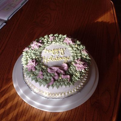 Mauve And Green Holiday Wreath