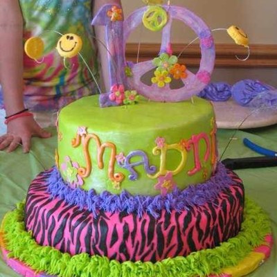 Peace Sign, Zebra Striped Cake