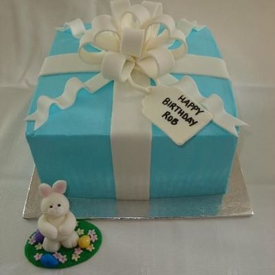 Present Cake With Easter Bunny