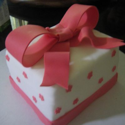 Pink Ribbon Bow Cake