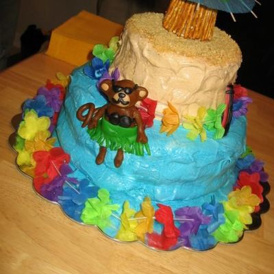 Hawaiian Themed Birthday Cake