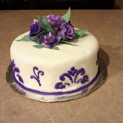 Birthday Cake, Stencil And Gum Paste Flowers