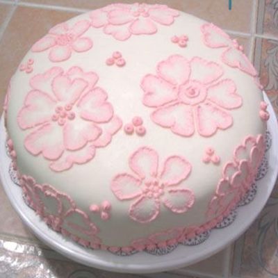 Embroidered Marshmallow Fondant Cake