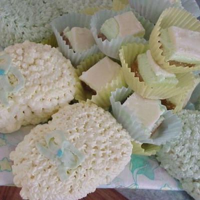 Baby Booties Mini Cake With White Chocolate Nanaimo Bars