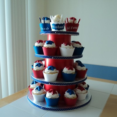 Red, White And Blue Cupcake Tower