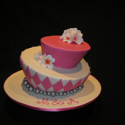 Hot-Pink & White Mad Hatter With Frangipanis