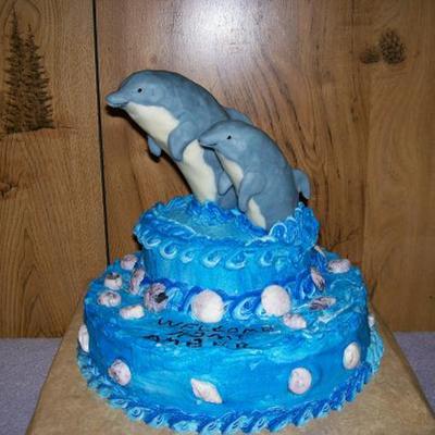 Mama Dolphin With Baby.