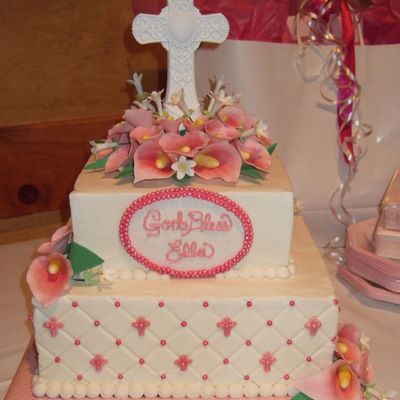 Calla Lily Baptism Cake
