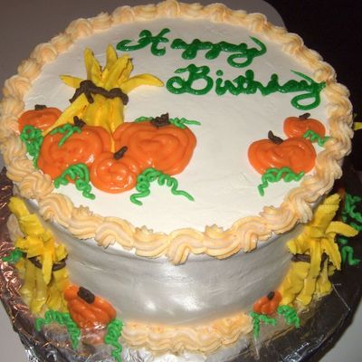 Cornstalks And Pumpkins Birthday Cake