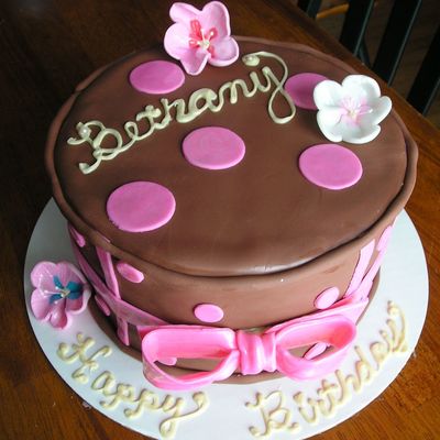Pink And Brown Birthday Cake