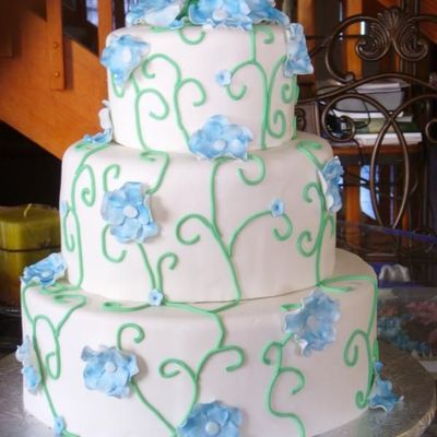 Blue Flowers And Cake