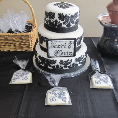 Damask 3 Tiered Bridal Shower Cake