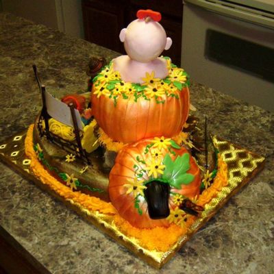 Back View Of The Pumpkin Patch 1St Birthday Cake