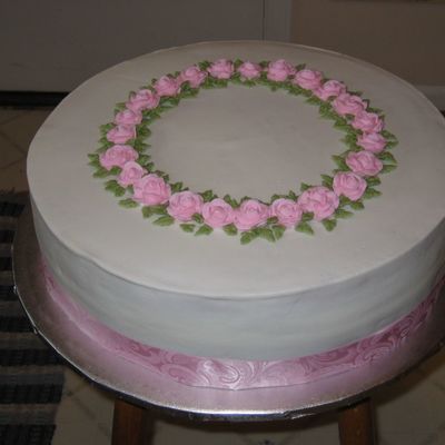 Birthday Cake W/ Pink Roses