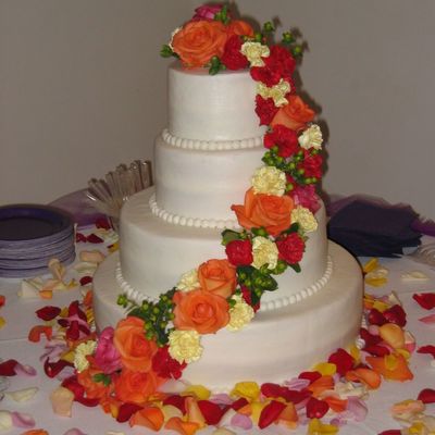 4 Tier Wedding W/ Fresh Flowers