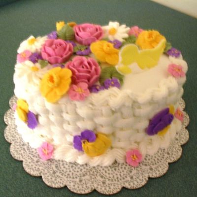 Royal Icing Spring Flowers And Basketweave