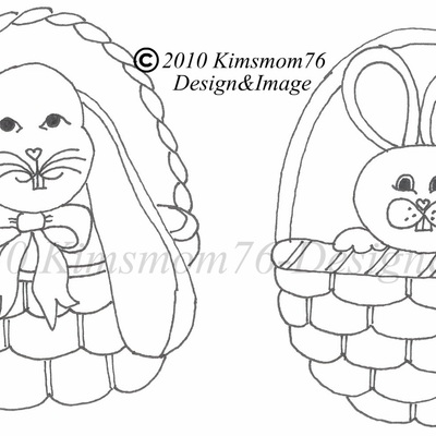 Easter Bunny Baskets Cookie Template