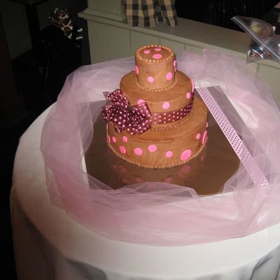 Brown And Pink Polka Dot Cake