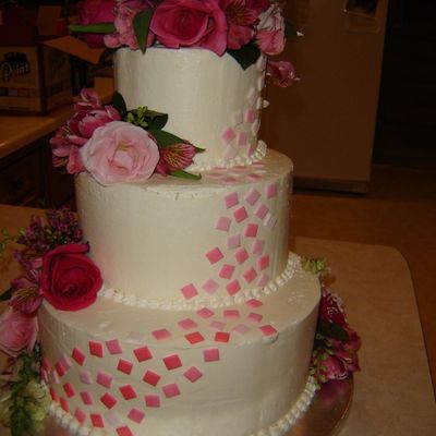 Pink Tiles And Flowers