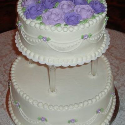 Purple Roses Wedding Cake