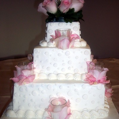 Pink Roses Wedding Cake