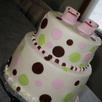 Polka Dot Baby Shower Cake And Shoes