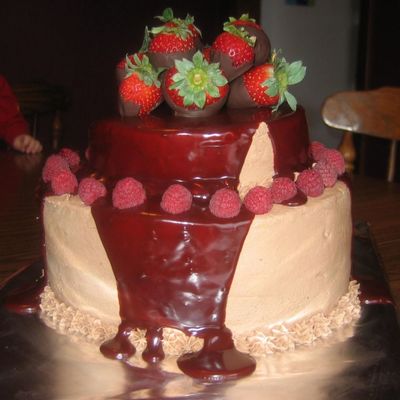 Chocolate Cake With Chocolate Ganache And Fresh Berries
