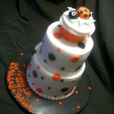 Mini Lady Bug Birthday Cake And Matching Cupcakes