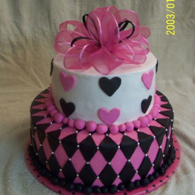 Pink & Black Party Cake