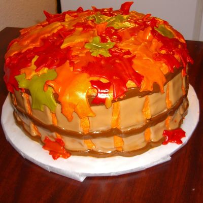 Basket Full Of Leaves Cake
