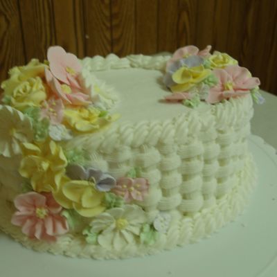 Basketweave With Flowers