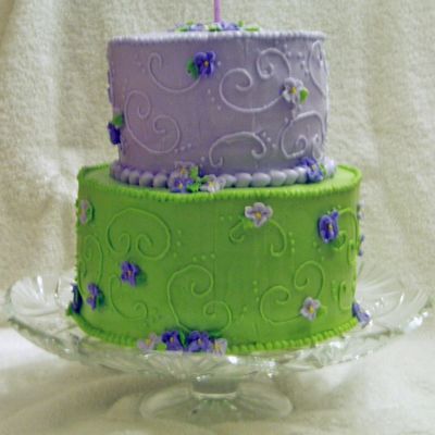 Purple And Green Birthday Cake