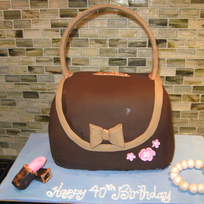 Purse Cake With Bracelet And Lipstick