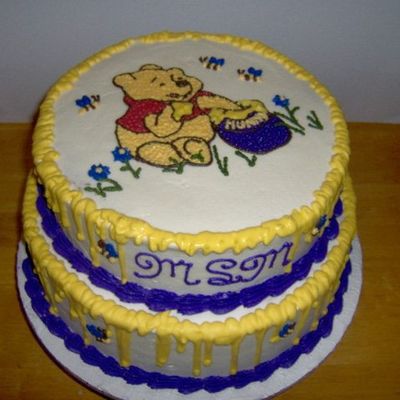 10 In And 12 In Pooh Baby Shower Cake
