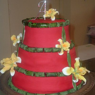 Bamboo And Orchids Cake