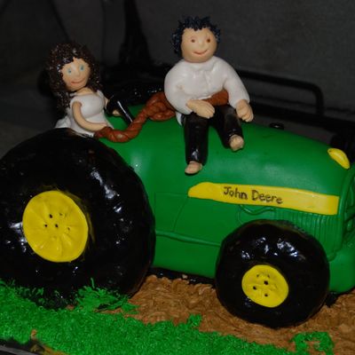 Bride And Groom On John Deere Tractor